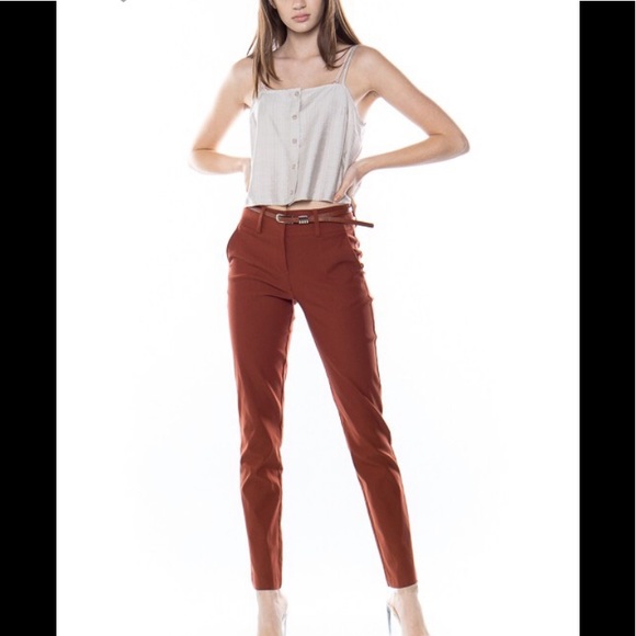 rust colored high waisted pants